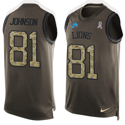 Nike Lions #81 Calvin Johnson Green Men's Stitched NFL Limited Salute To Service Tank Top Jersey
